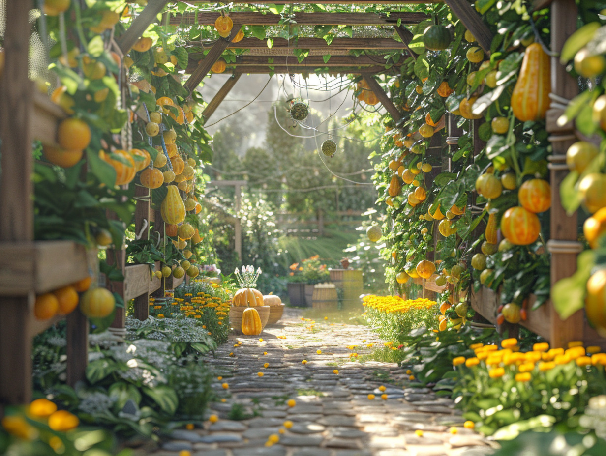 structures pour courges grimpantes : optimisez votre jardinage - treillis courges