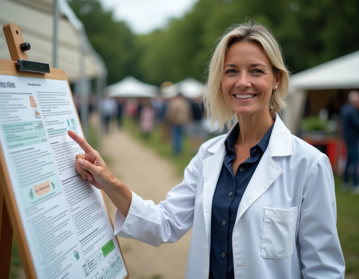Agronome expliquant la réglementation européenne sur le sulfate de cuivre lors d'un salon agricole en France