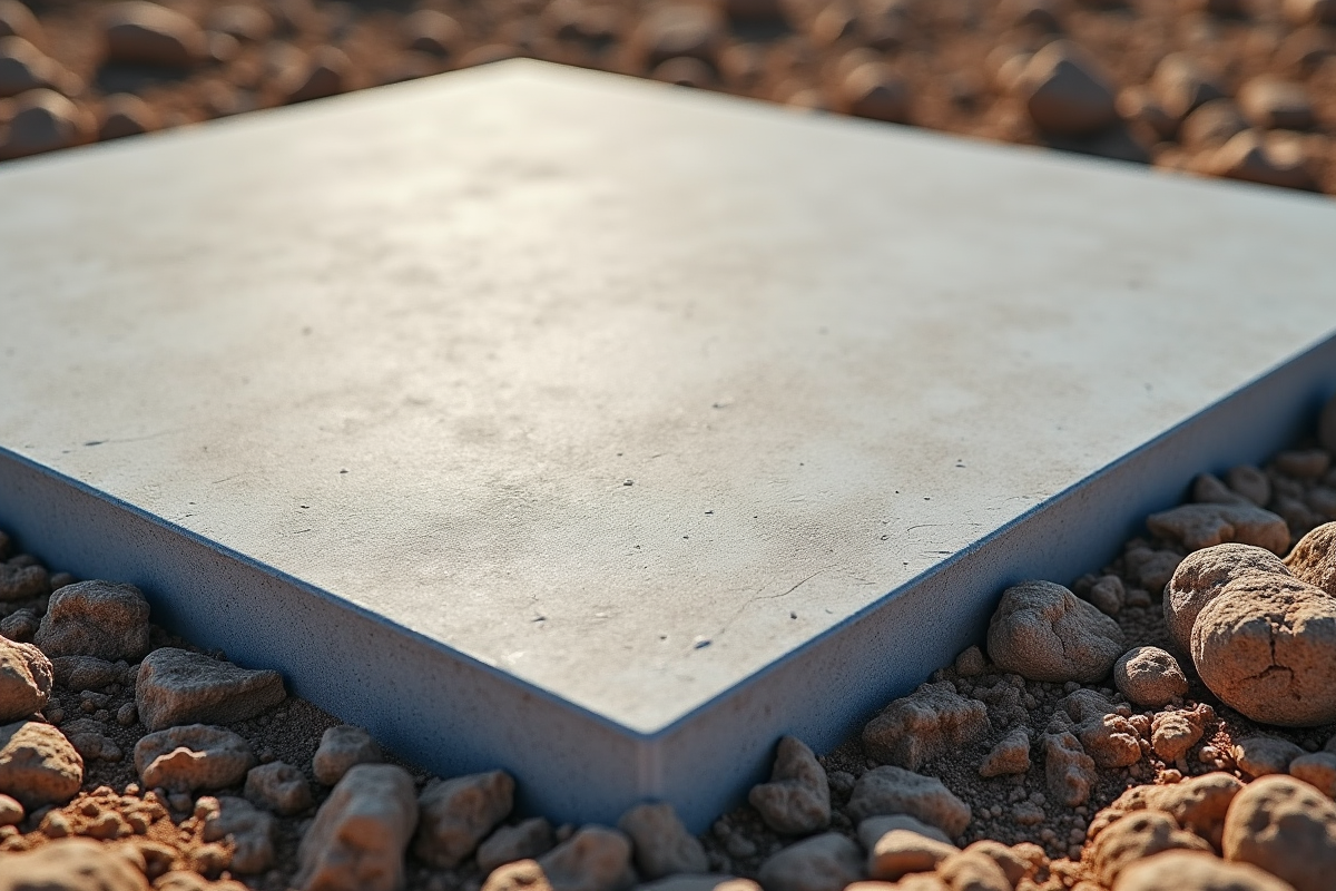 Dalle de beton finie avec surface lisse et bords nets