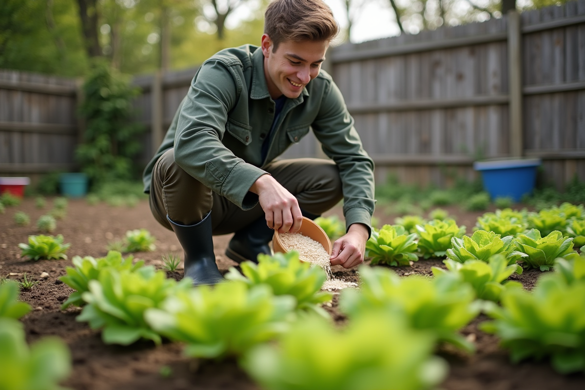 Jeune homme versant coquilles d